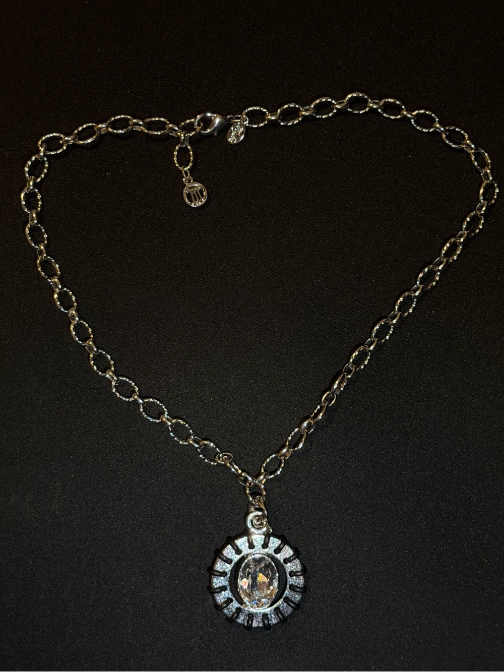Authentic MYKA Designs Necklace Set - Silver Tone Chain & Swarovski Crystal Pend
